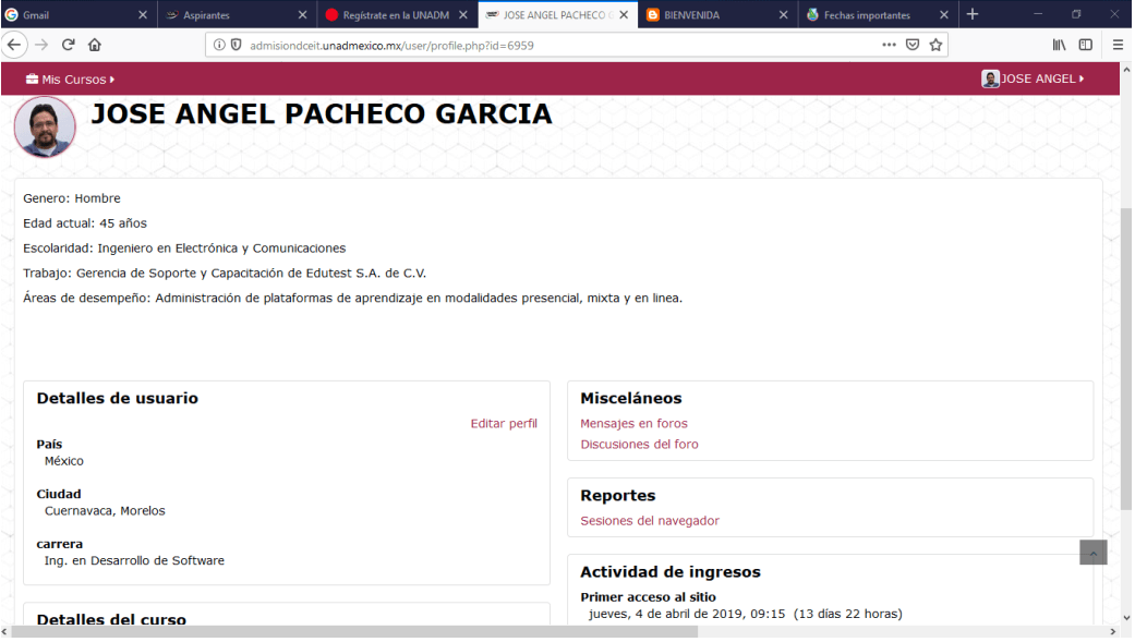 Actividad 1 Perfil en UnADM